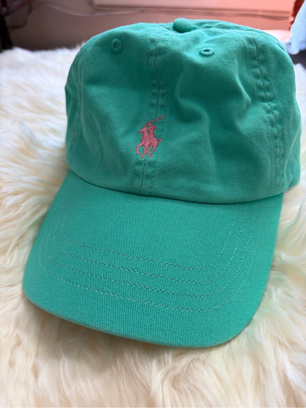 Polo by Ralph Lauren Teal Baseball Cap with Pink Pony Logo